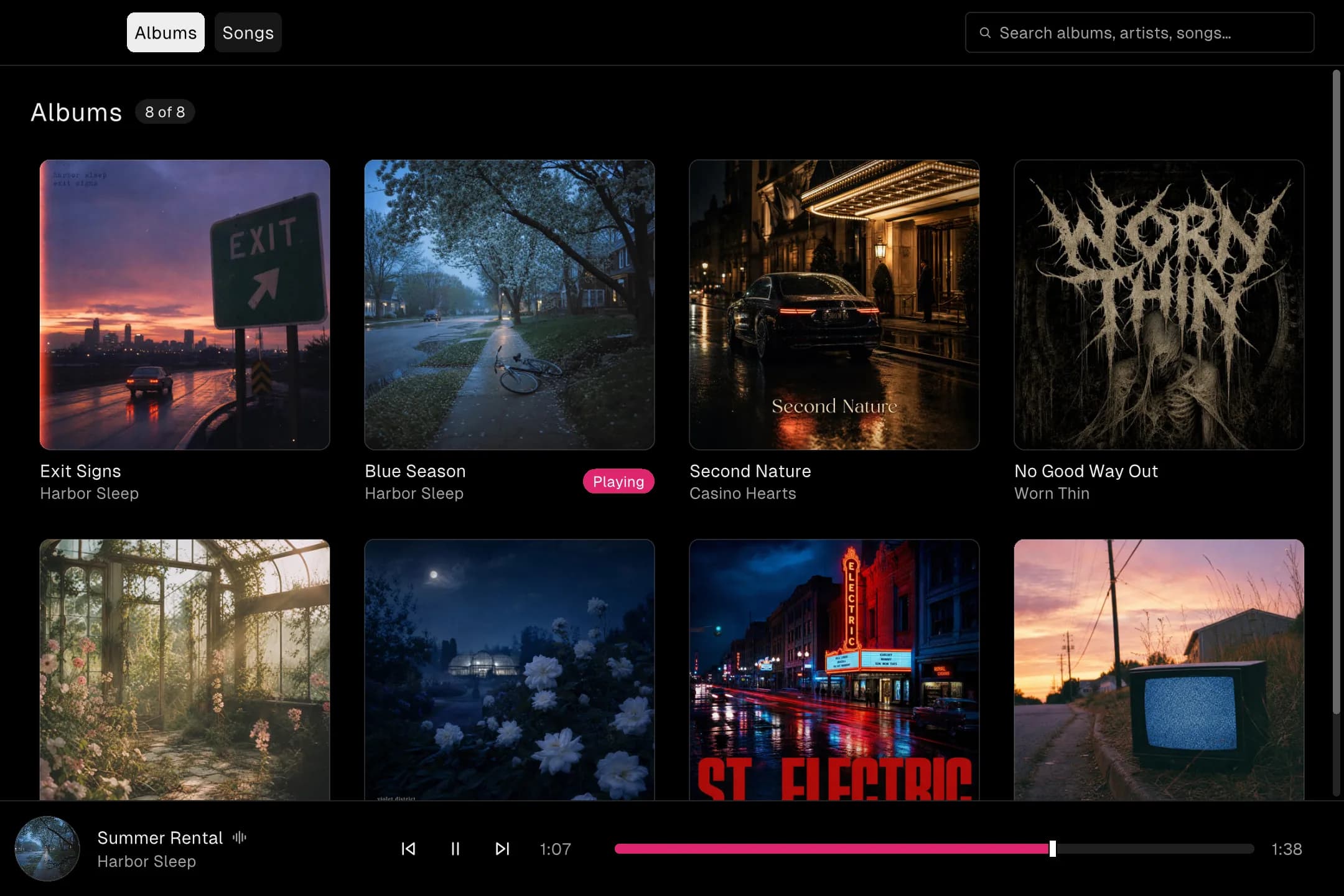 The Soundboard example app rendered by the Native SDK engine (dark theme)