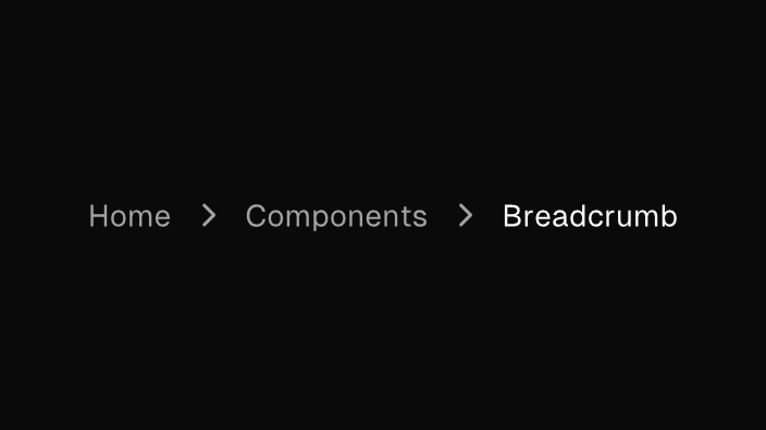 The Breadcrumb component rendered by the engine (dark theme)