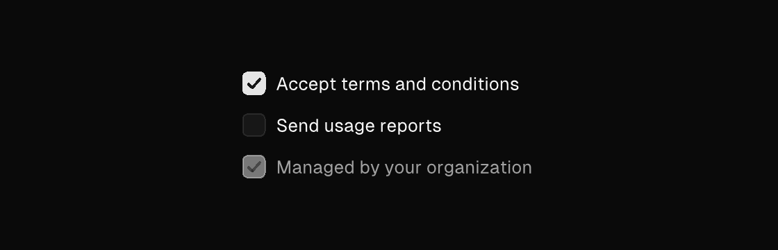 Checkboxes rendered by the engine (dark theme)