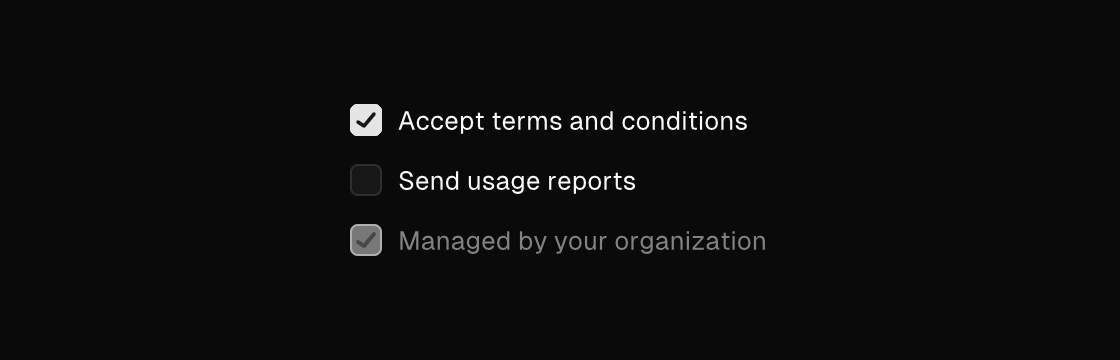 Checkboxes rendered by the engine (dark theme)