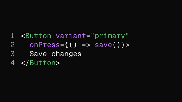 The Code component rendered by the engine (dark theme)