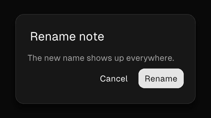 The Dialog component rendered by the engine (dark theme)
