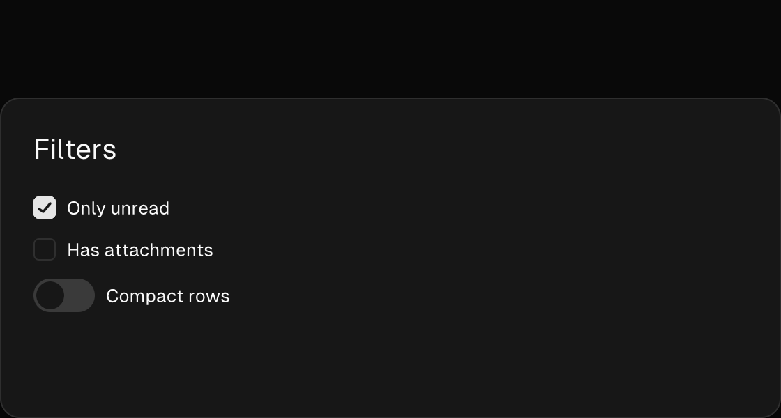 A drawer surface rendered by the engine (dark theme)