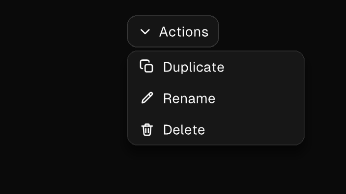 The Dropdown Menu component rendered by the engine (dark theme)