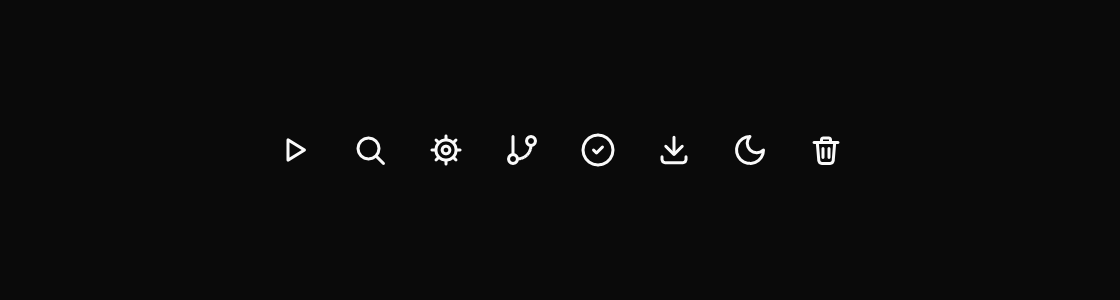 Built-in vector icons rendered by the engine (dark theme)