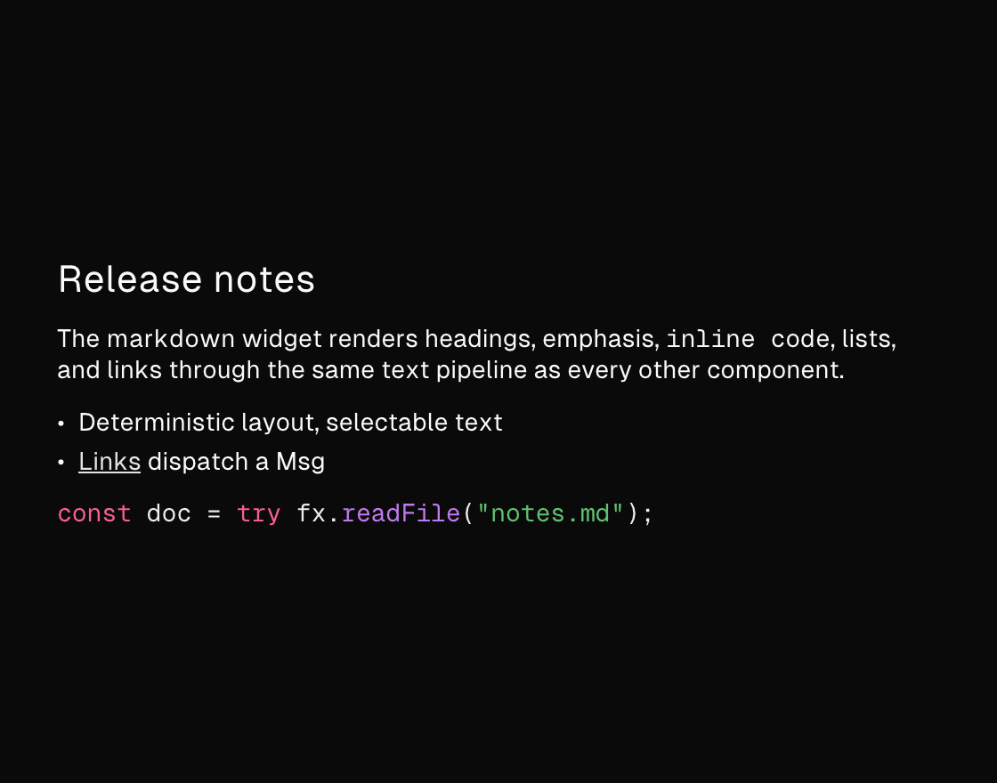A markdown document rendered by the engine (dark theme)