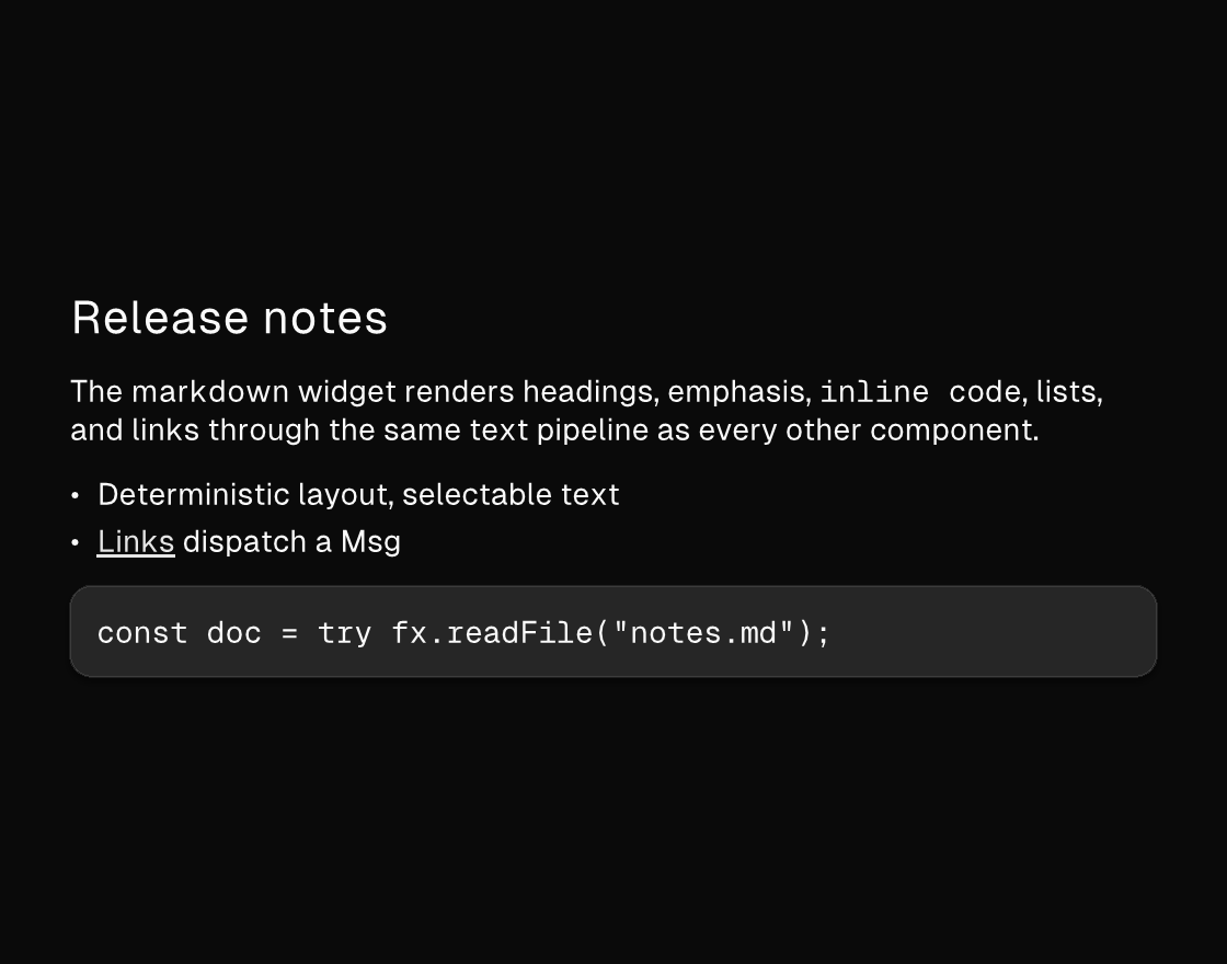 A markdown document rendered by the engine (dark theme)