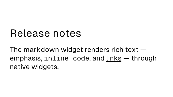 The Markdown component rendered by the engine (light theme)