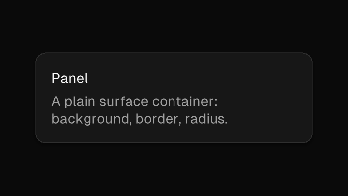 The Panel component rendered by the engine (dark theme)