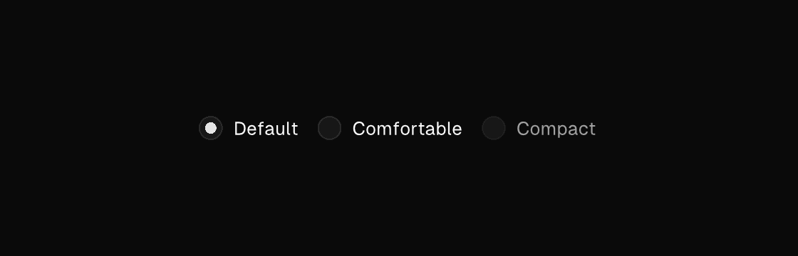 A radio group rendered by the engine (dark theme)