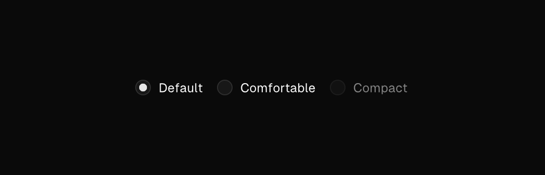 A radio group rendered by the engine (dark theme)