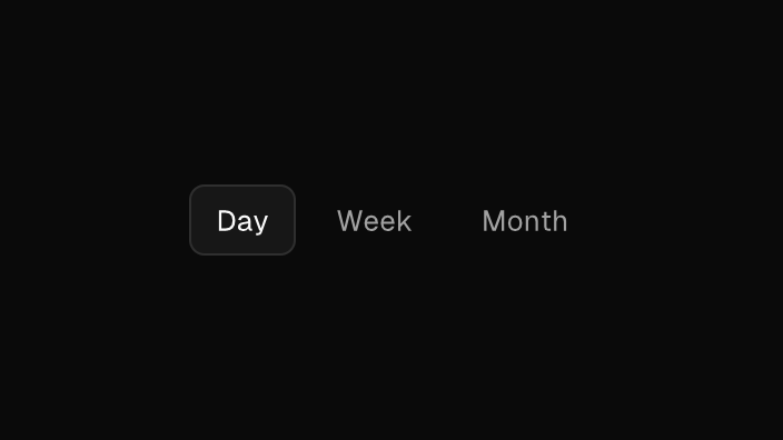 The Segmented Control component rendered by the engine (dark theme)