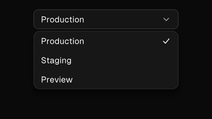 The Select component rendered by the engine (dark theme)