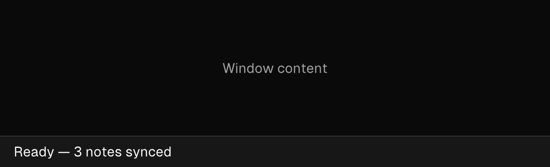 A status bar rendered by the engine (dark theme)