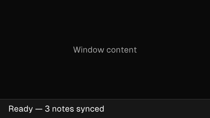 The Status Bar component rendered by the engine (dark theme)