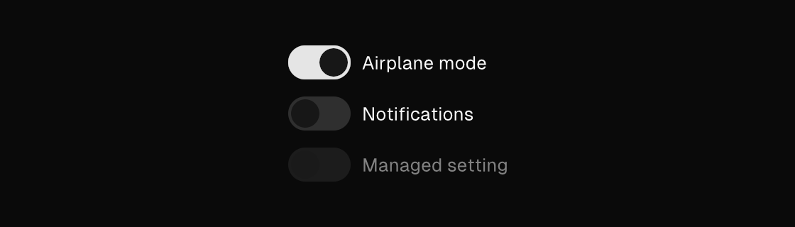 Switches rendered by the engine (dark theme)