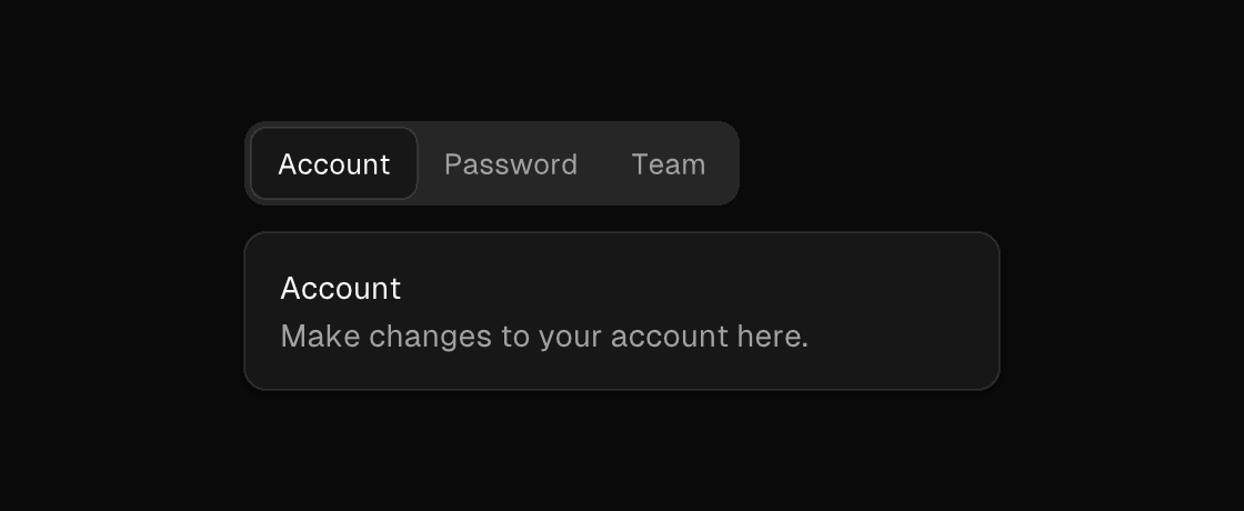 A tab strip rendered by the engine (dark theme)