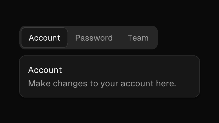 The Tabs component rendered by the engine (dark theme)