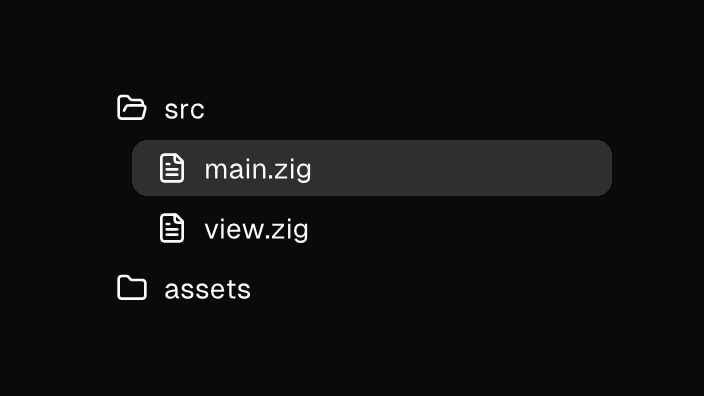 The Tree component rendered by the engine (dark theme)
